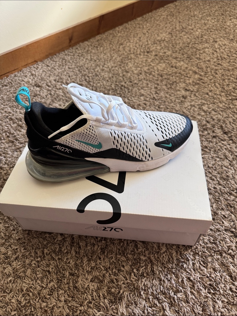 Nike Air Max 270 White Black with Teal Accents